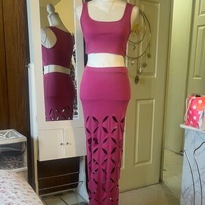 Diva Magenta Women's Pencil Skirt Set